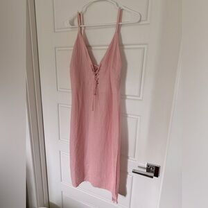 Pink linen Reformation dress